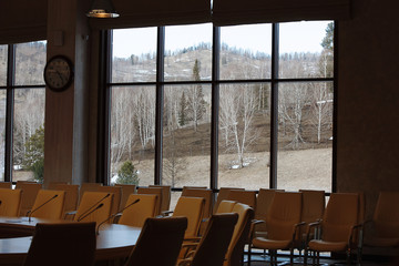 View through a window on a mountain landscape