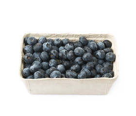 Box of blueberries isolated