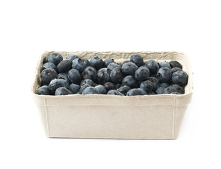 Box of blueberries isolated