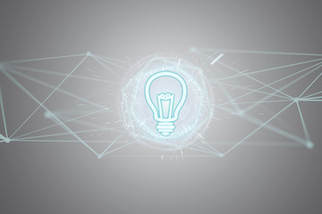 Bulb lamp idea concept icon on a futuristic interface