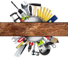 DIY tools wooden plank concept