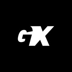 Obraz premium Initial letter GX, negative space logo, white on black background