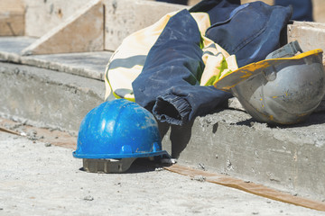 Ordinary protective work-wear for a constructon worker.