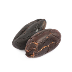 Few cocoa beans isolated
