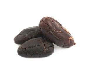 Few cocoa beans isolated