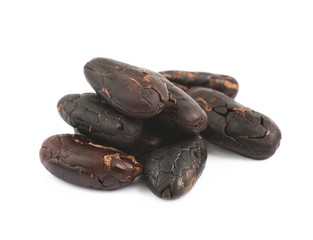 Pile of cocoa beans isolated