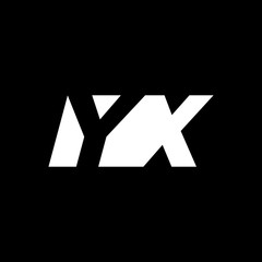 Initial letter YX, negative space logo, white on black background