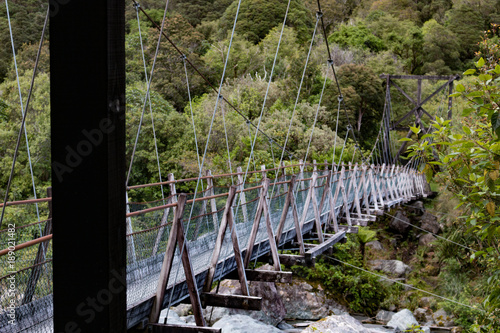 New Zealand Fox Glacier Old Historic Wooden Swing Bridge