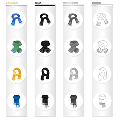 Scarf, accessories, clothing, and other web icon in cartoon style.Knitwear, jewelry, textiles, icons in set collection.