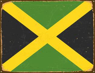 Vintage Metal Sign - Jamaica Flag - Vector EPS10. Grunge scratches and stain effects can be easily removed for a cleaner look.