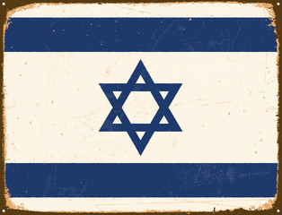 Vintage Metal Sign - Israel Flag - Vector EPS10. Grunge scratches and stain effects can be easily removed for a cleaner look.