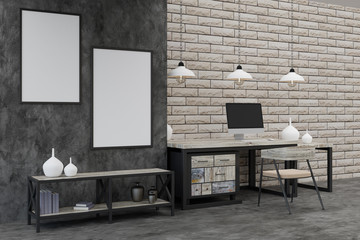 Modern office with empty banner