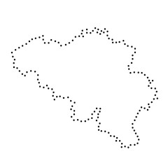 Abstract schematic map of Belgium from the black dots along the perimeter of vector illustration