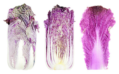 Set of purple chinese cabbage isolated on white background