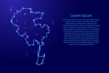 Map Los Angeles from the contours network blue, luminous space stars for banner, poster, greeting card, of vector illustration