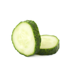 Sliced fresh cucumber isolated