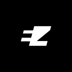 Fototapeta premium Initial letter EZ, negative space logo, white on black background
