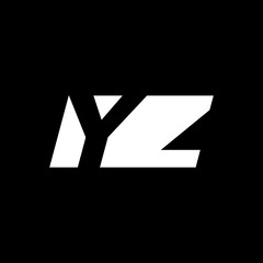Initial letter YZ, negative space logo, white on black background