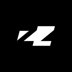 Initial letter ZZ, negative space logo, white on black background