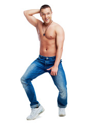 Fototapeta premium happy dancing boy isolated