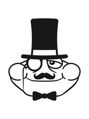 kopf gesicht sir herr gentlemen mustache schnurrbart zylinder hut monokel brille reich lustig glücklich sitzend frosch klein süß niedlich quak comic cartoon clipart