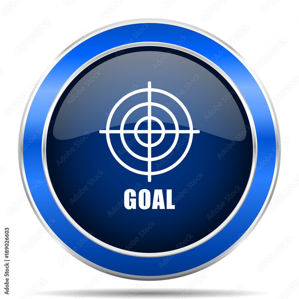 Aufkleber goal vector icon. modern design blue silver metallic glossy web and mobile applications button in ep