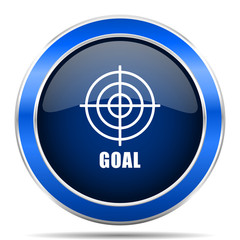 Goal vector icon. Modern design blue silver metallic glossy web and mobile applications button in eps 10