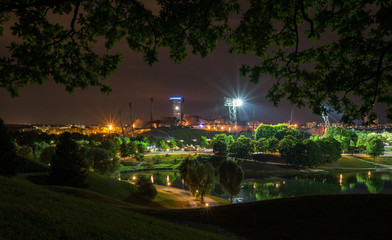 Munich olympiapark at night