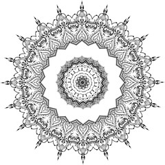 Drawing of floral round lace mandala