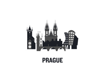 Fototapeta premium Prague art design concept. Flat vector illustration. 