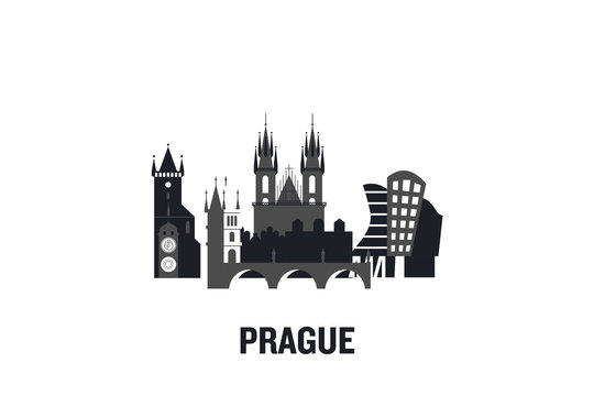 Prague art design concept. Flat vector illustration.	