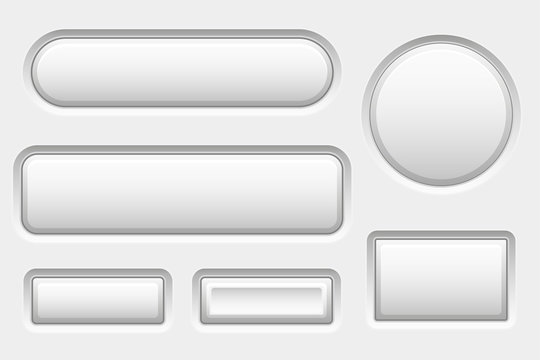 White 3d buttons. Set of blank icons