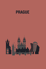 Prague art design concept. Flat vector illustration.	