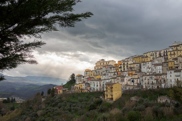 Fototapeta premium Landscape of typical rural village in south Italy. Calitri, Campania, Italy.
