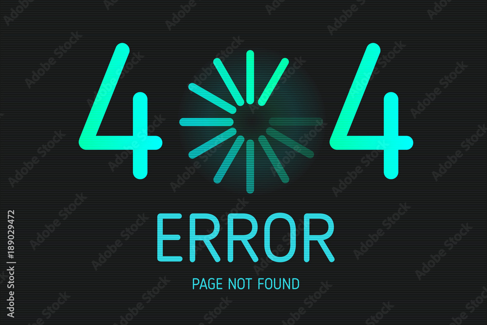 Poster 404 error not found page with icon download design vector with black background