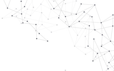 Illustration, global creative social network. Abstract polygonal background with lines and dots.