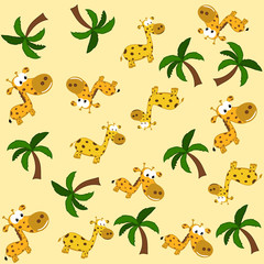 a giraffe and palm tree in pattern