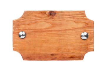 Wooden frame made of light wood with iron rivets and with a place for your creativity. Isolated