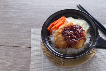 Pork Tonkatsu top on rice