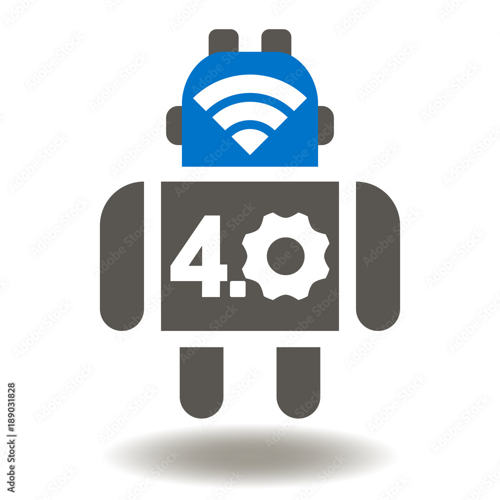 Poster smart robot industry 4.0 icon vector. wireless robotics automation technology illustration. machine 