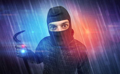 Burglar in action.