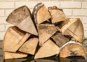 Chopped firewood on a pile