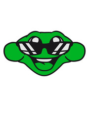 kopf gesicht gewinner cool sonnenbrille glücklich spaß fröhlich winken frosch klein süß niedlich quak comic cartoon clipart