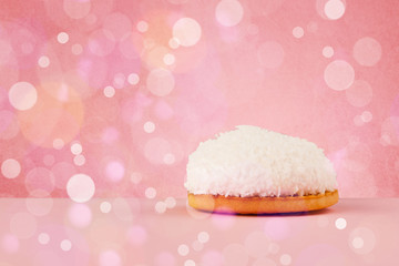 Delicious tasty homemade cakes with bokeh light background
