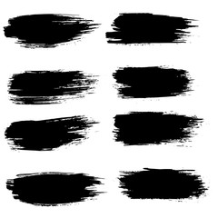 Grunge ink brush strokes set. Freehand black brushes. Handdrawn dry brush black smears. Modern vector illustration.
