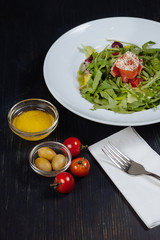Close up of tasty salad served for dinner