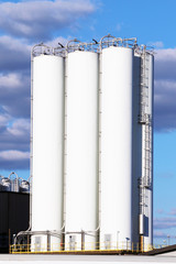 Outdoor industrial storage tanks