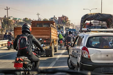 Rolgordijnen Verkeersopstopping in Kathmandu, Nepal © Ingo Bartussek