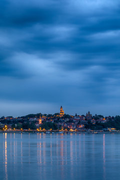 Belgrade, Serbia May 19, 2016: Panorama of Zemun and the famous Gardos seen over the river Danube
