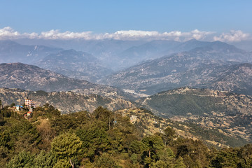 Fototapeta na wymiar Nagarkot, Nepal, View on the Himalayan Mountain Range